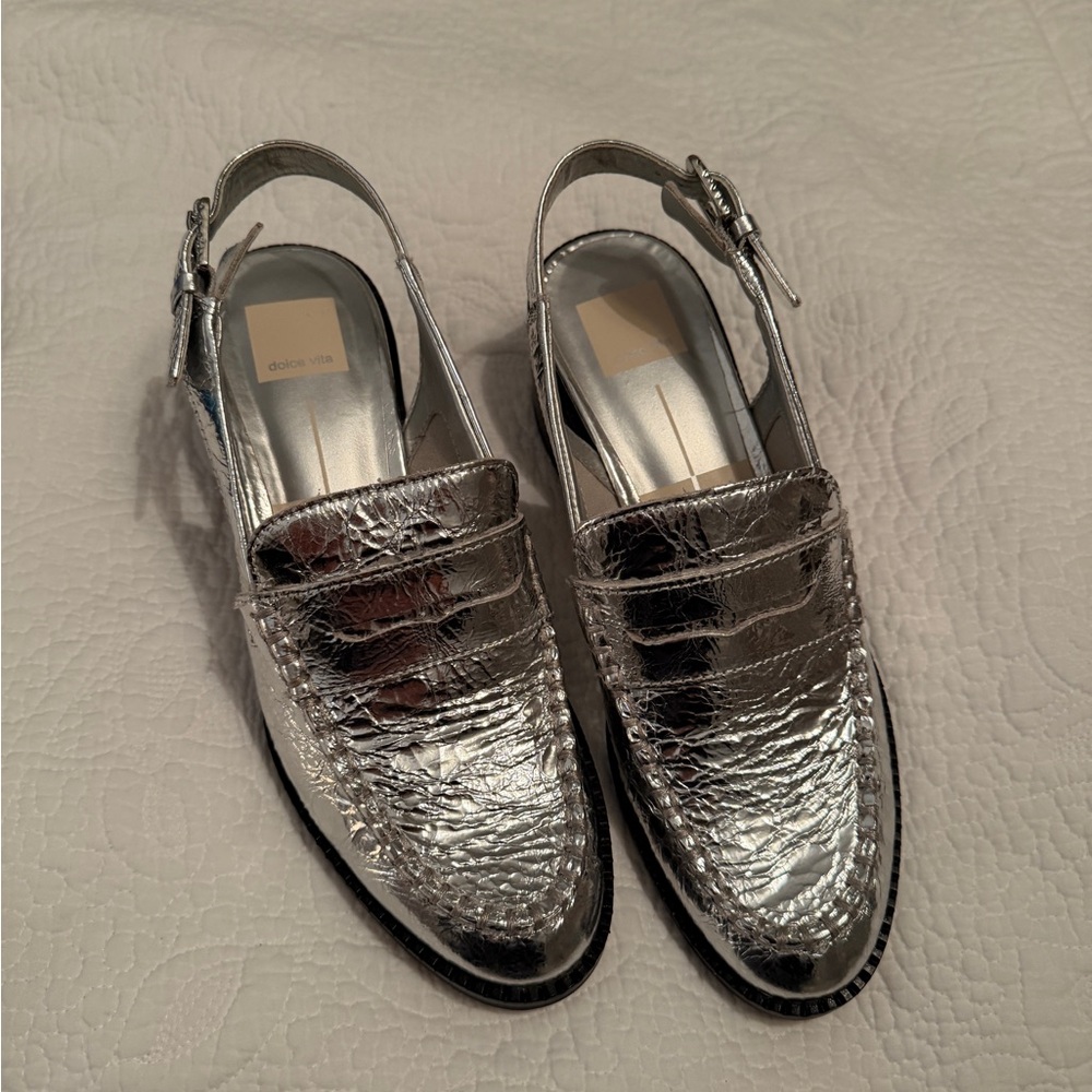 Dolce Vita Metallic Silver Loafers
